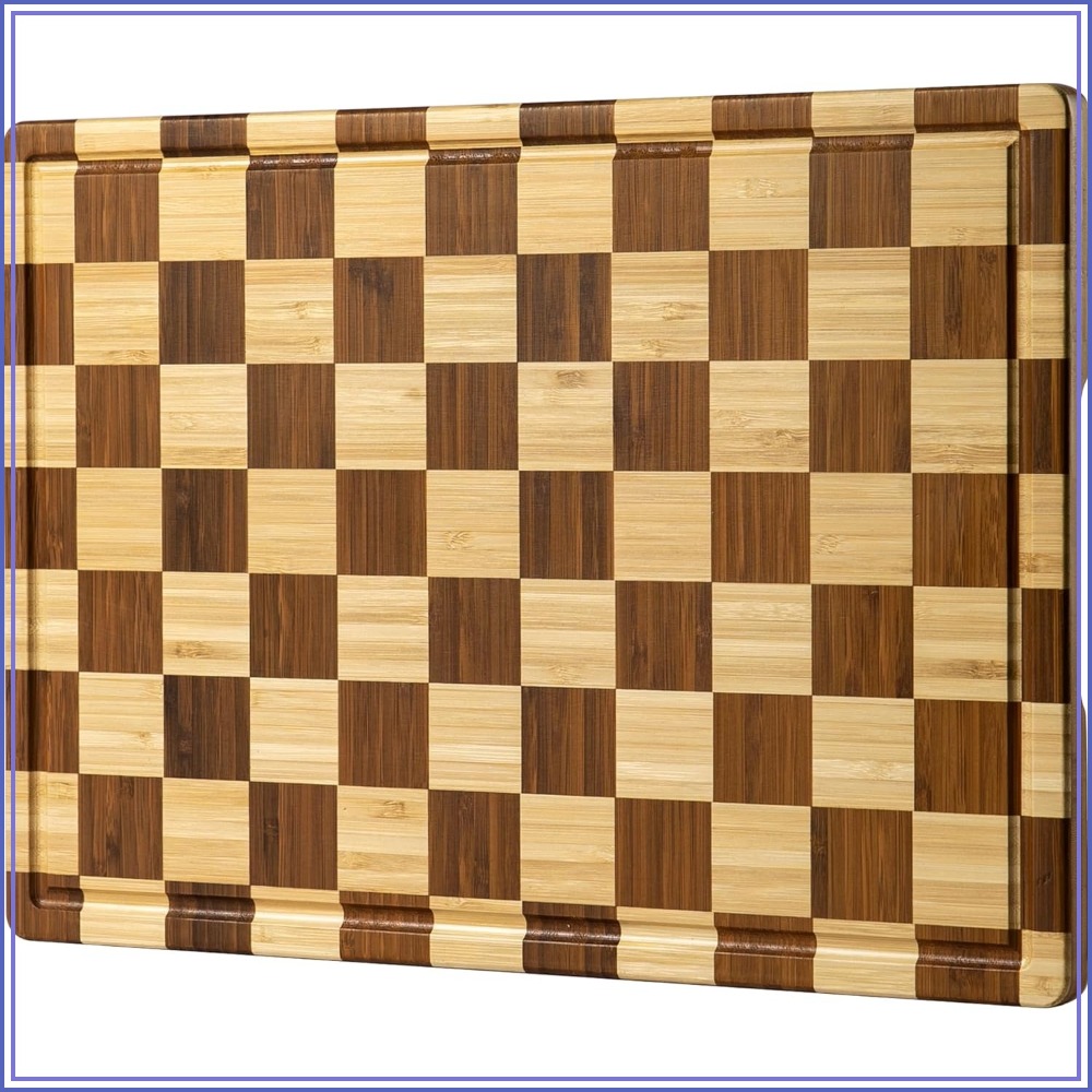 Bamboo Cutting Board - Bamboo Cutting Board for Kitchen, Checkered
