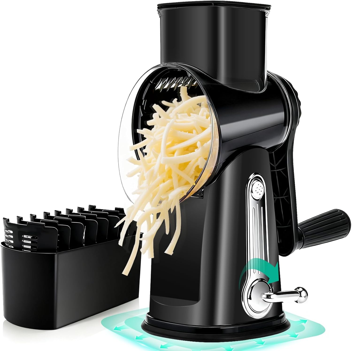 Cheese Grater Box - Rotary Cheese Grater with 5 Blades