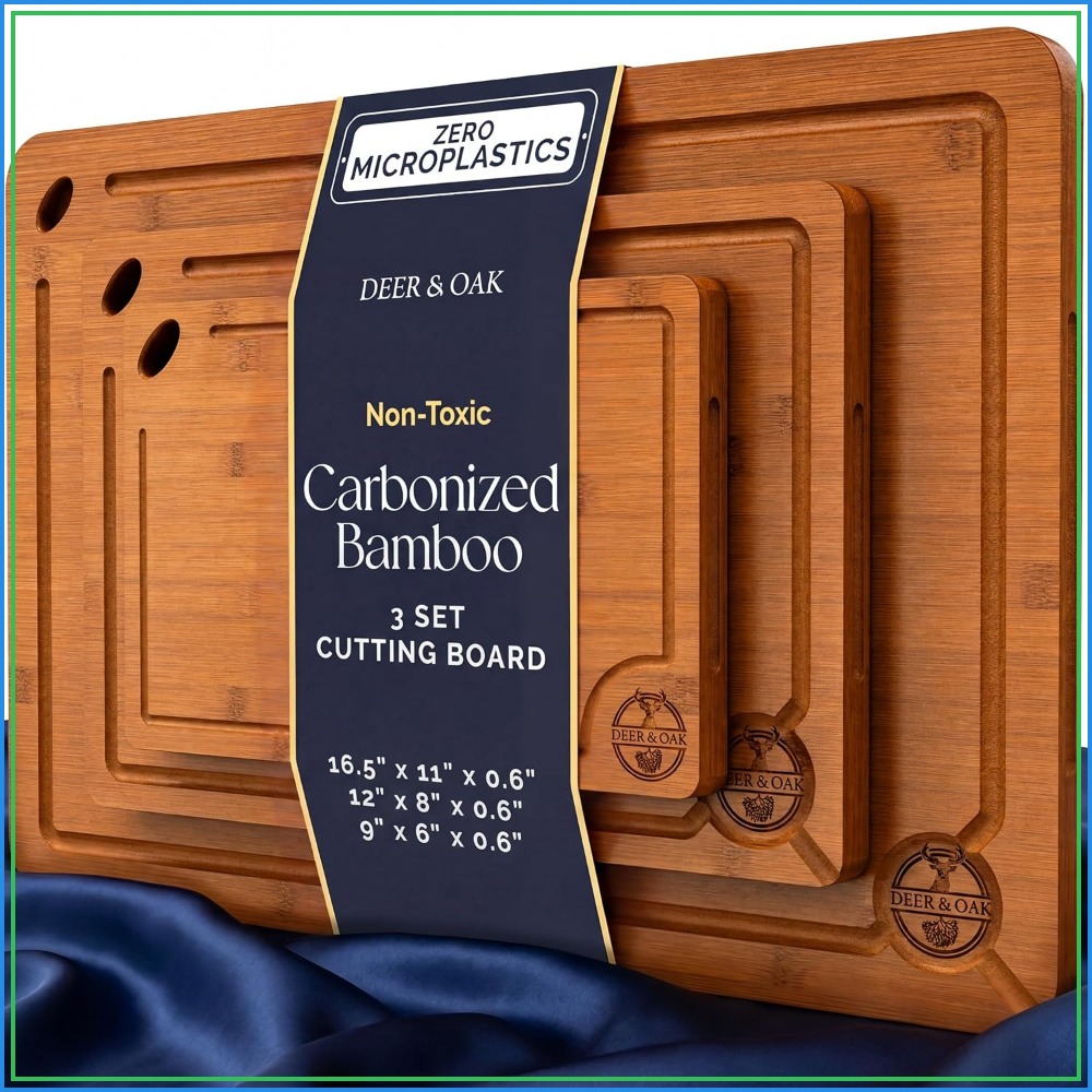 Pre-Oiled Non Toxic 3-Piece Ca - Bamboo Cutting Board recension och pris