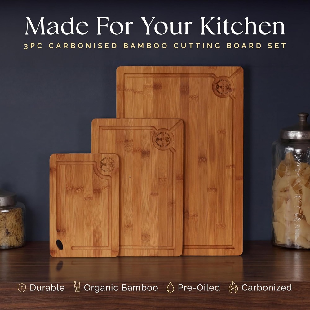 Pre-Oiled Non Toxic 3-Piece Ca - Bamboo Cutting Board recension och pris