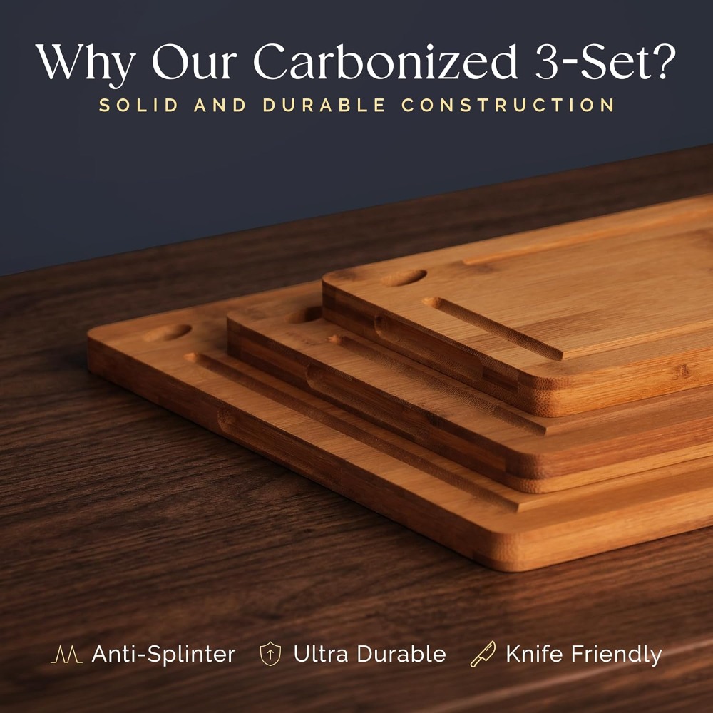 Pre-Oiled Non Toxic 3-Piece Ca - Bamboo Cutting Board recension och pris