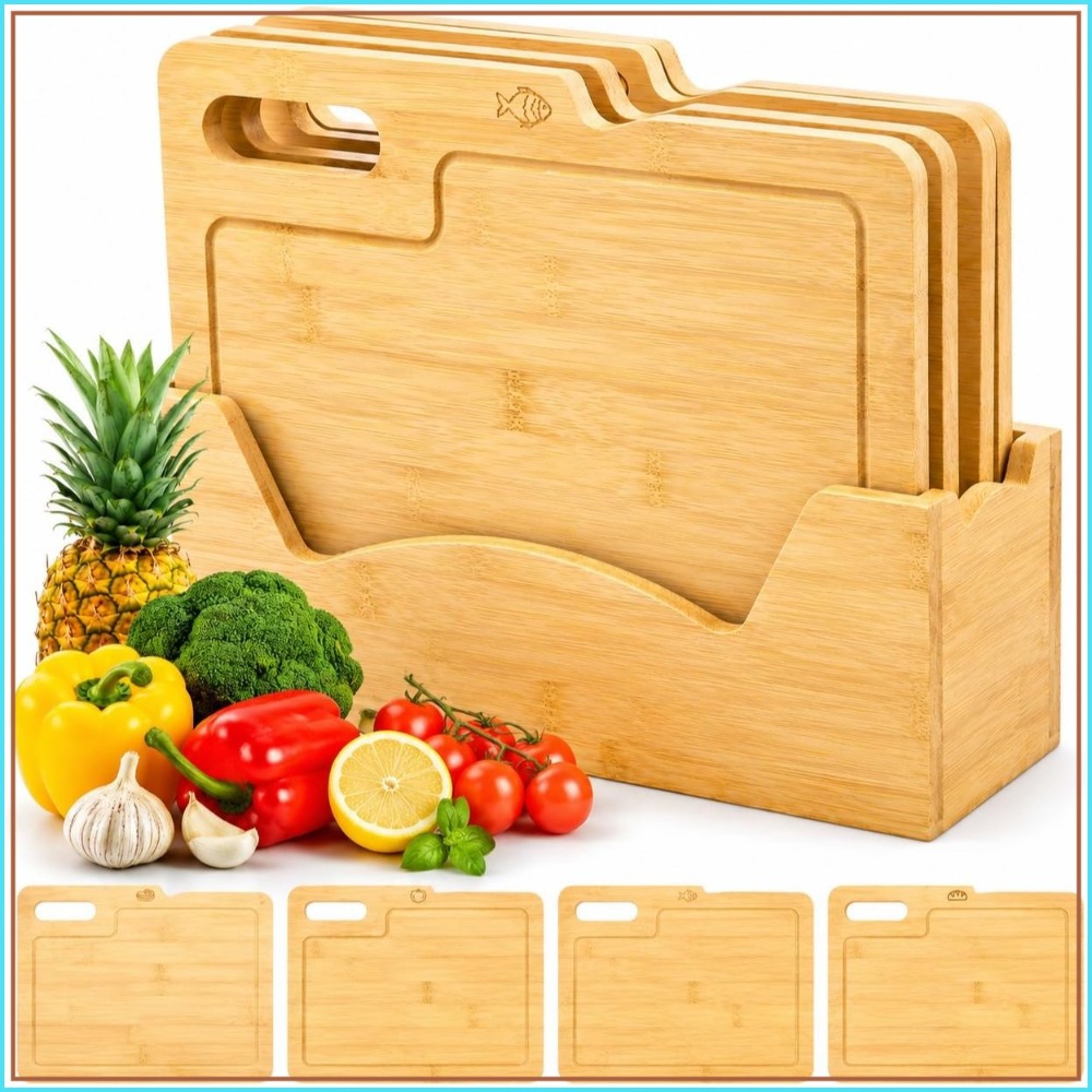 4 Pack Bamboo Cutting Boards w - Bamboo Cutting Board recension och pris