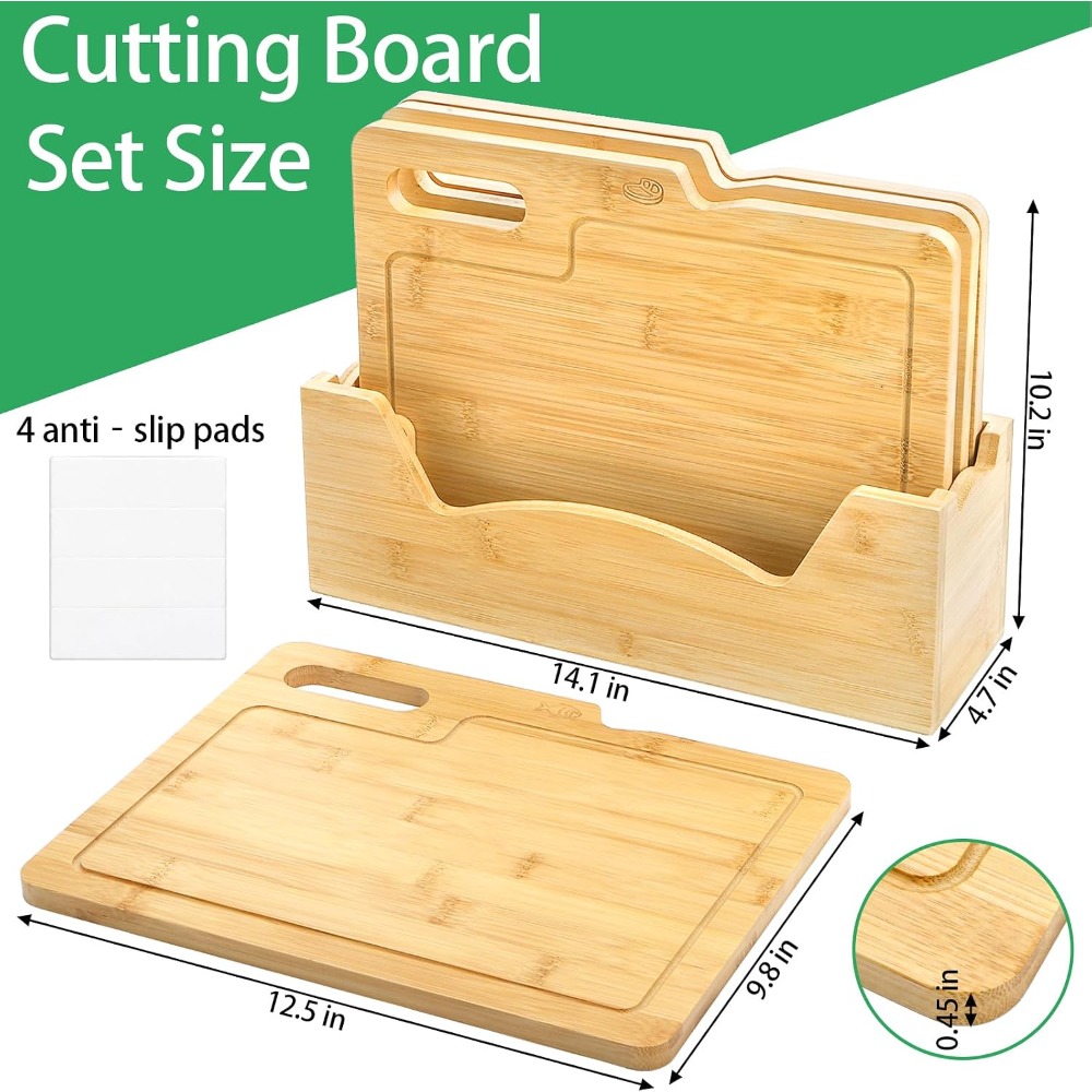 4 Pack Bamboo Cutting Boards w - Bamboo Cutting Board recension och pris