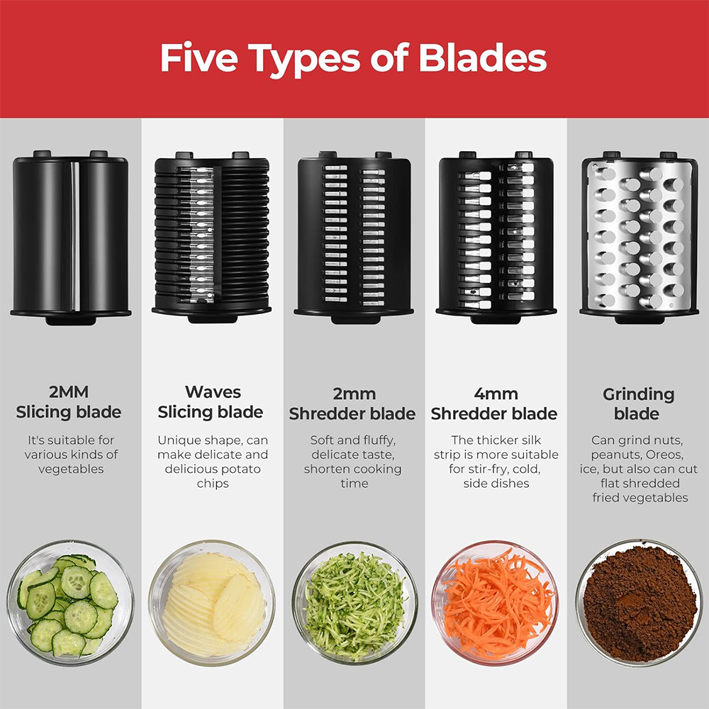 LMETJMA 250W 5 in 1 Electric V - Cheese Grater Box recension och pris