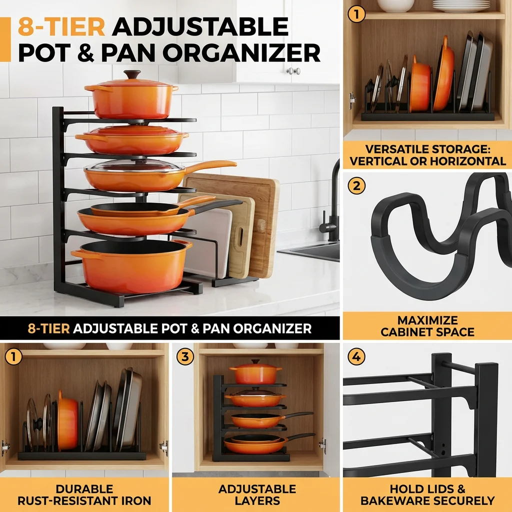 8-Tier Space-Saving Pot Rack O - Kitchen Gadgets Store recension och pris
