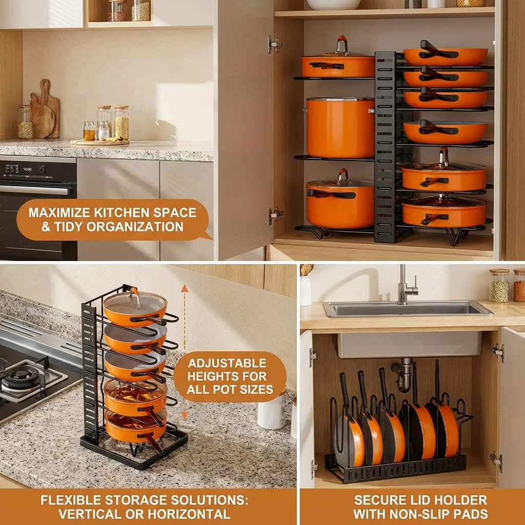 8-Tier Space-Saving Pot Rack O - Kitchen Gadgets Store recension och pris