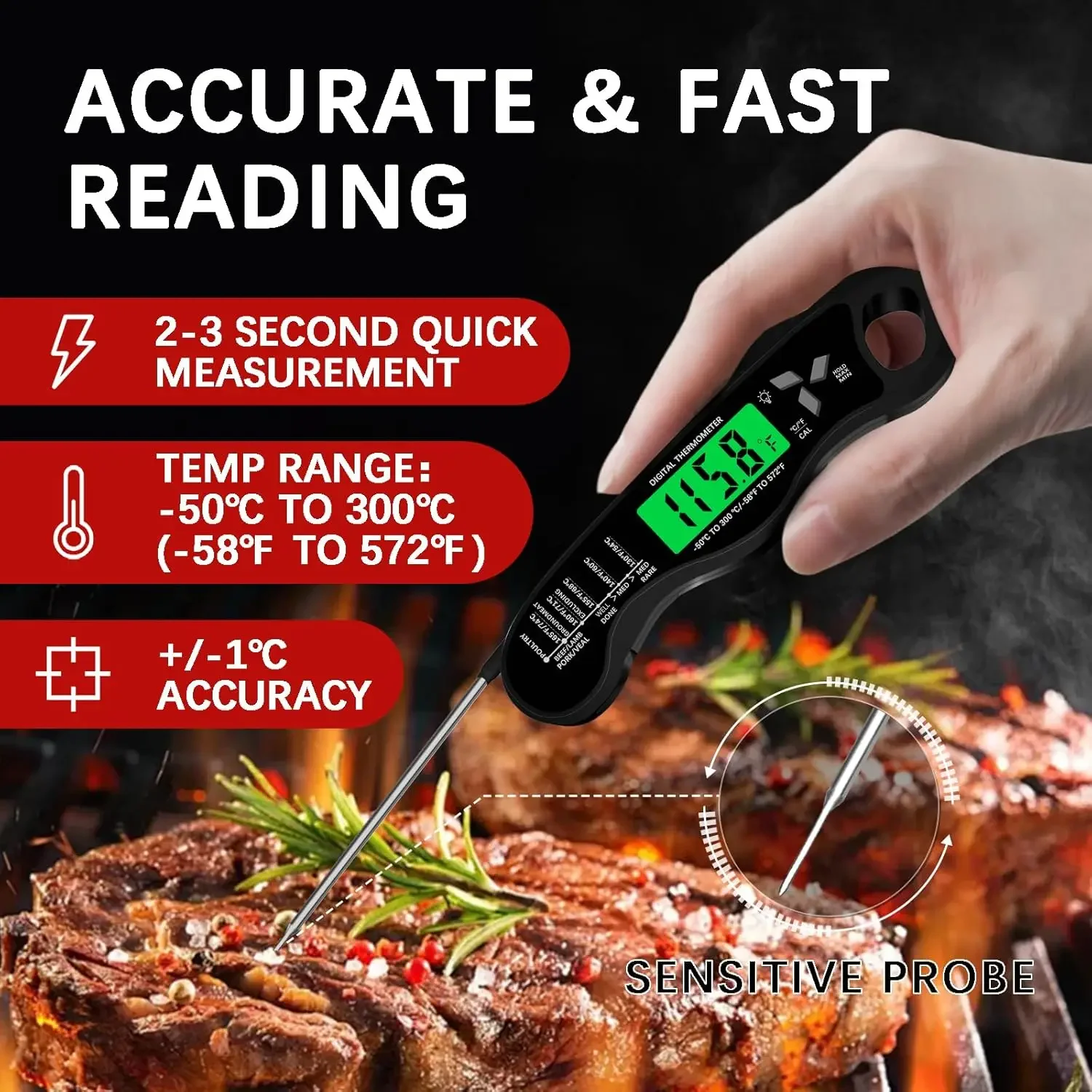Meat Thermometer Digital，IP67  - Meat Thermometer recension och pris