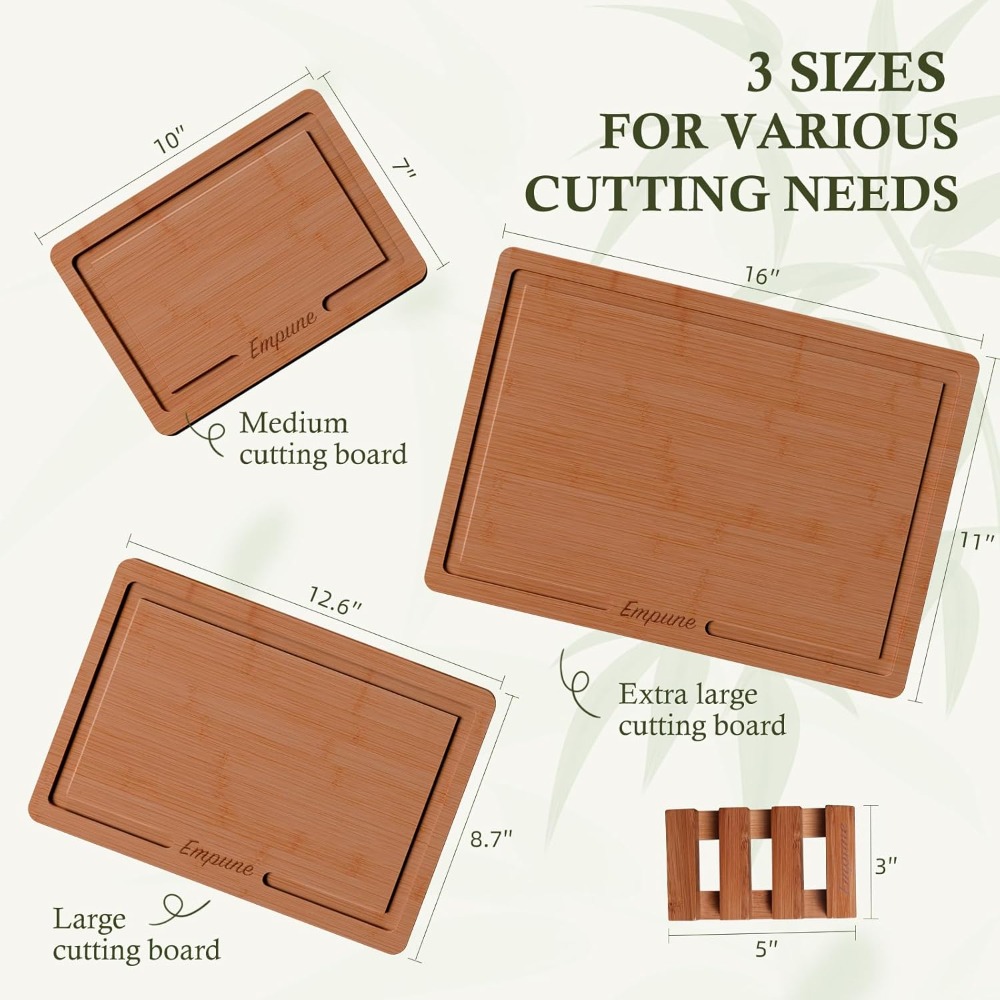 3-Piece Extra Thick Bamboo Cut - Bamboo Cutting Board recension och pris