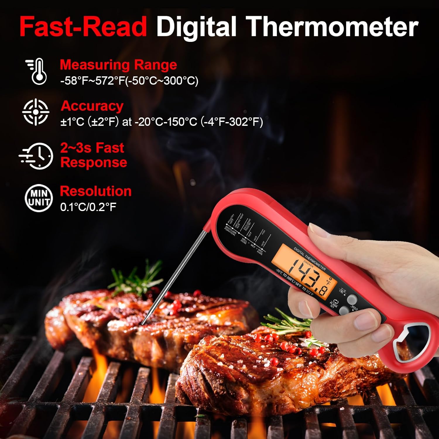Long Cable Professional Meat T - Meat Thermometer recension och pris
