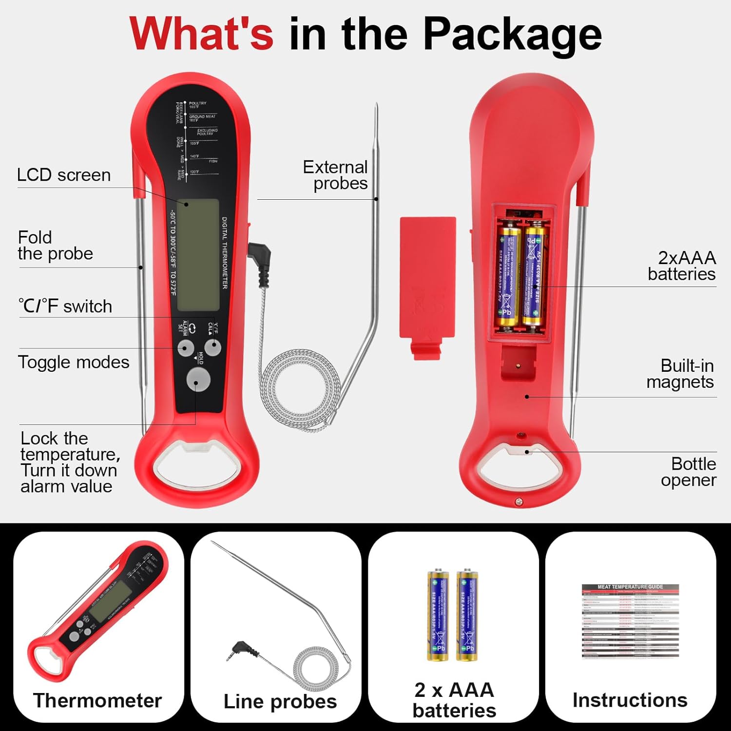 Long Cable Professional Meat T - Meat Thermometer recension och pris